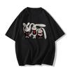 Ladies Summer Short Sleeve Round Collar  Cartoon Rabbit Printed Loose Pullover Casual T Shirt Top