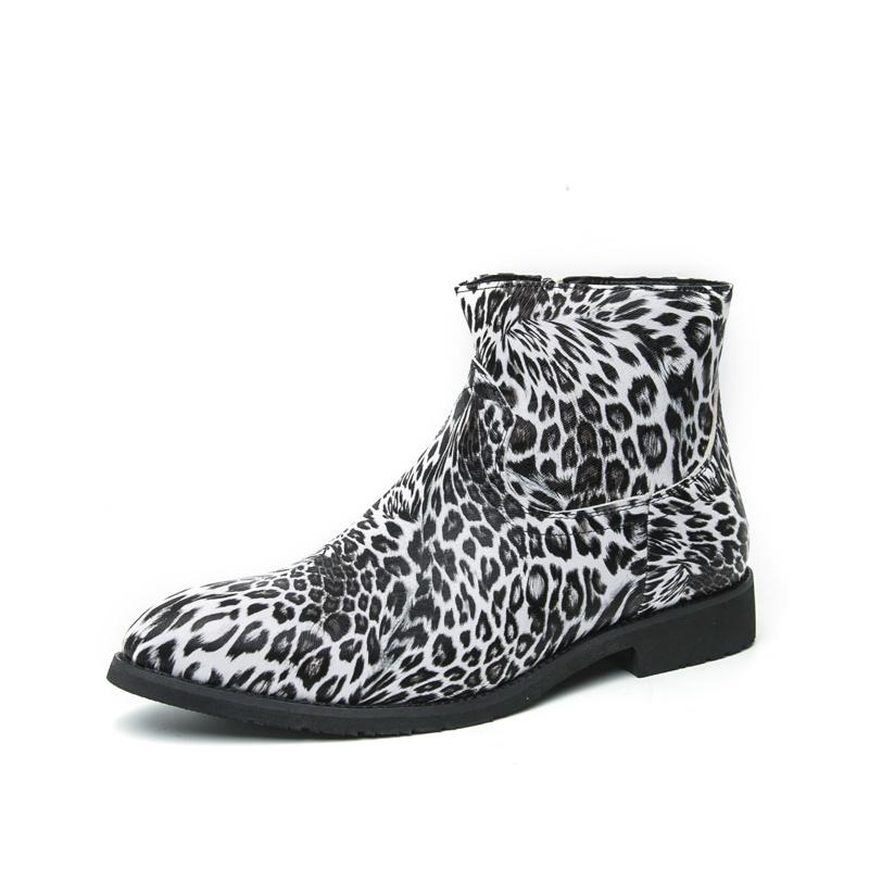 Pánské podzimní kotníkové boty s leopardím vzorem 2025 velká velikost 46 špičaté pánské společenské boty business casual pánské kožené boty botas para hombre