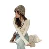 Women's Stylish Thermal Fleece Long Sleeve Lace T-Shirt, Slimming Warm Base Layer, Half-High Neck, Perfect for Autumn/Winter.