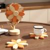 Wooden Sunflower Coaster Heat-Resistant Hot Dish Pot Bowl Teapot Pan Trivet Decorative Kitchen Coffee Dining Table Drink Cup Coaster