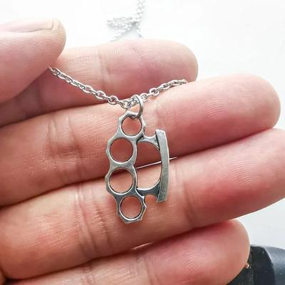 Vintage Style Brass Knuckle Duster Pendant Multi-Use Charm for Bracelet And Necklace Fashion Accessory