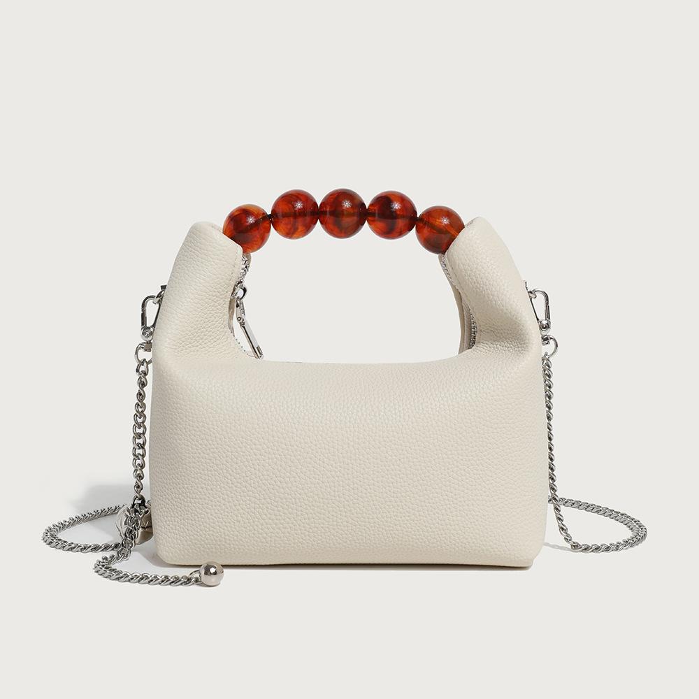 2024 Summer New Niche Beaded Handheld Lunch Bag, Chain Bag, Fashionable Versatile Dumpling Bag, Single Shoulder Crossbody Bag