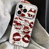 Leopard Kiss Lips Leather Lanyard Case For iPhone 18 Pro Max 17 16 15 14 13 Pro Max Luxury Hybrid TPU+PU Anti-skid Soft Phone Cover