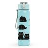 1PC Black Cat Face Repeat Pattern 750ml Color Plastic Sports Water Bottle Leakproof Flip Straw Lid Suitable for Sports Office Home Use