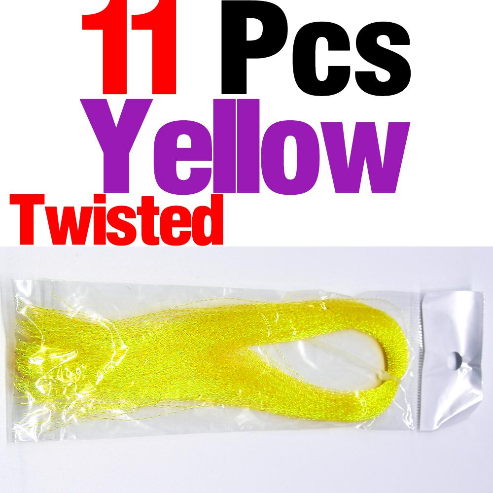 MNFT 11 Packs Crystal Flies decorating Tinsel Fly Tying/Jig Hook Lure Making Materials Holographic Flashabou DIY Bait Wing Tail