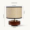Table Lamp for Bedroom, Living Room Wooden Base Bedside Night Lamp E27 Holder Easy Assembly, Rattan Fabric Shade Gift 35.56 Cm