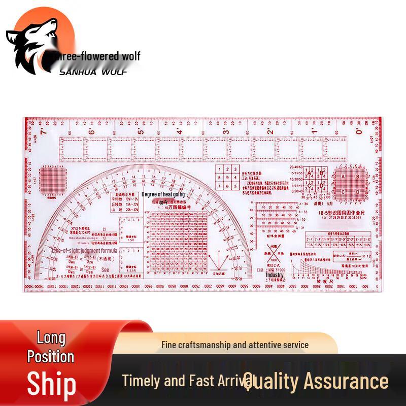 Tactical Map & Drawing Multi-function Ruler