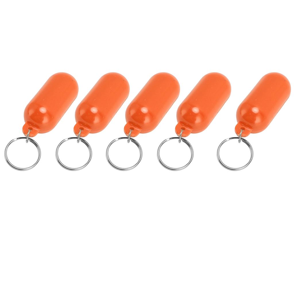 5Pcs Plastic Key Float Floats Keychain Floating Key Chain for Swimming Beach Outings Water Sports Orange
