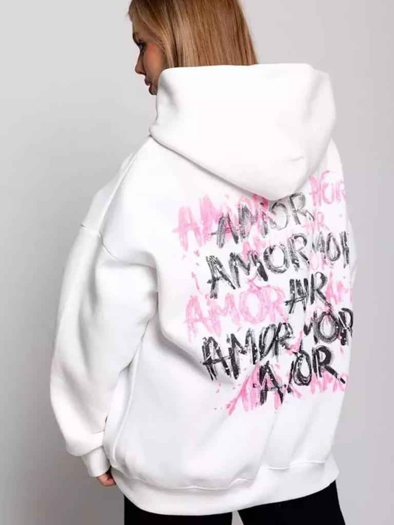 Chic European & American Street Style Print Commuter Hoodie - Autumn/Winter Versatile Couple Design