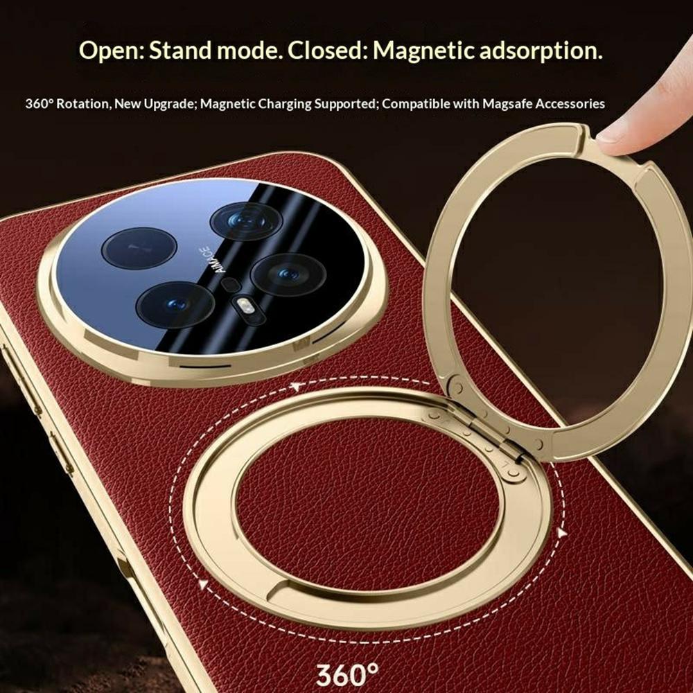 Pro Honor Magic8 Pro 5G Pouzdro Magnetický Otočný Stojan Kožené + PC + Akrylové Kryt Telefonu s Tvrzeným Sklem Zadní Displejová Fólie