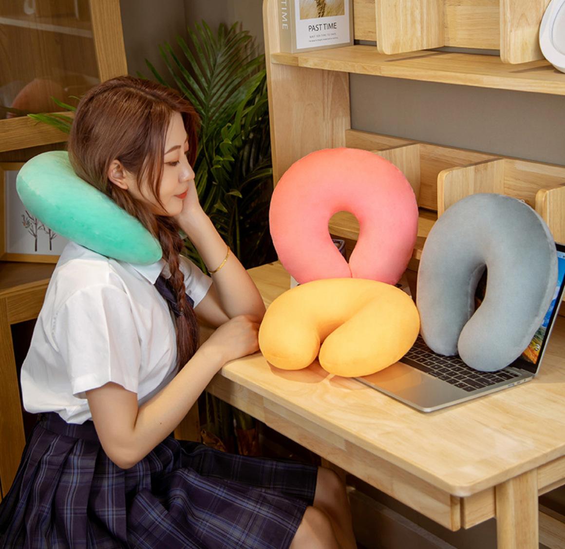 

Подушка U-образной формы из хлопка с эффектом памяти животных, подушка для шеи в машину, подушка для обеденного перерыва, подушка для путешествий в самолете с логотипом U pillow