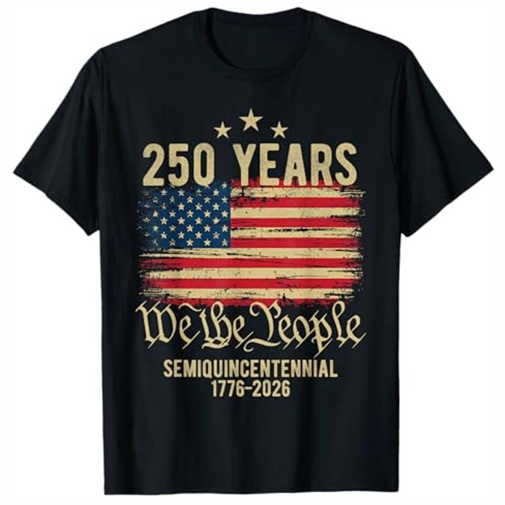 250th American Flag Anniversary USA Cotton Black All Size T Shirt MM104
