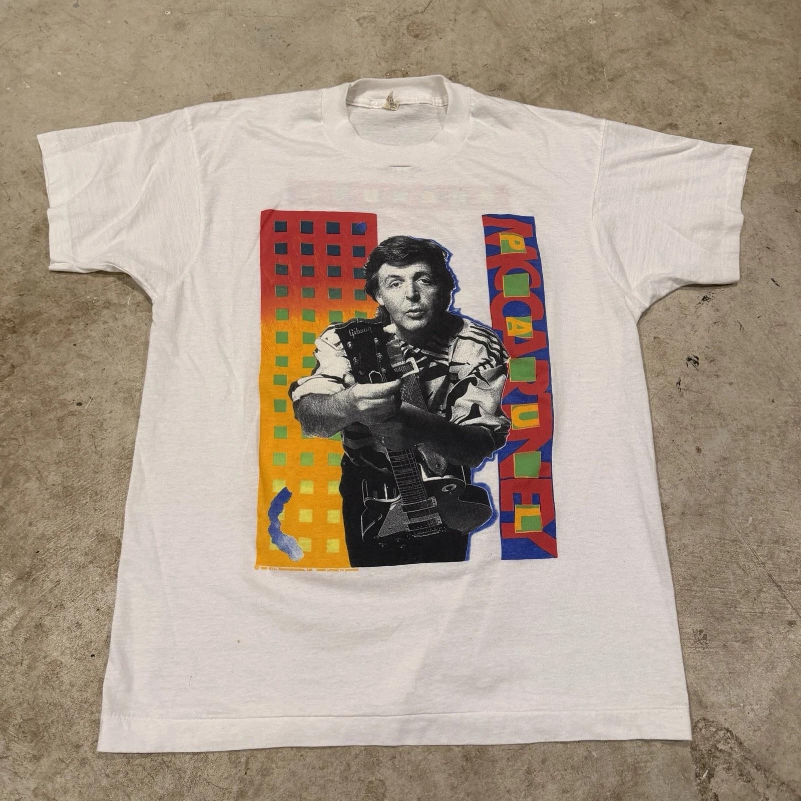 Vintage 1989 Paul McCartney World Tour 1989 1990 White T-T-Shirt Sz L (XL TAG) S