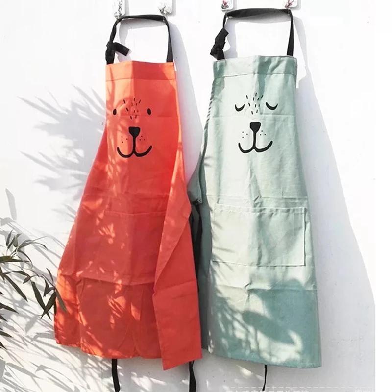 Cartoon Bear Kids Adult Aprons Woman Kitchen Apron BBQ Bib Baking Parent Child Painting Interest Class Apron Home Cleaning Tools