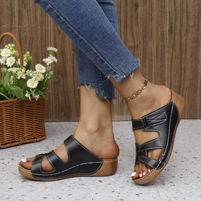 Mode Damen Keilabsatz 2024 Neu Heiß Verkaufende Hausschuhe Lässig Bequem Zehenfrei Schuhe Damen Lässige Strand Flip Flops Damen