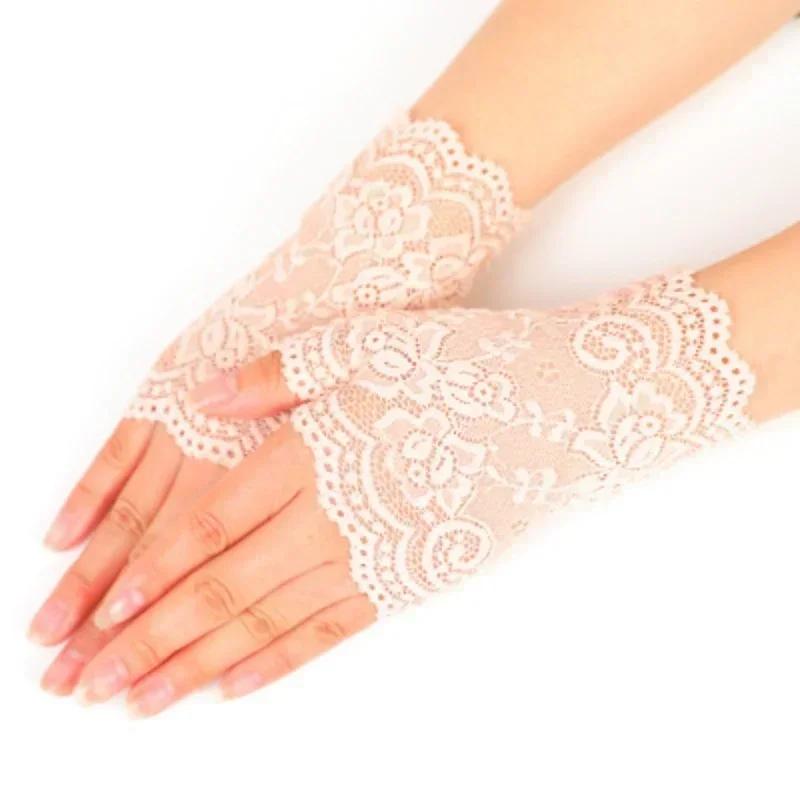 NEW Lady's Anti-uv Lace Gloves Female Fashion Solid Color 1Pair New Women's Semi-finger GlovesDriving Gloves Accessories Gifts