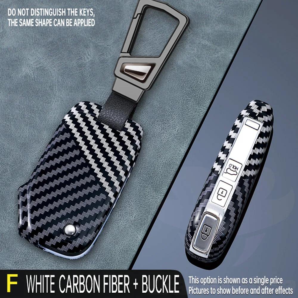 3 4 Botton Carbon Fiber Shell Fob Holder For Kia Sportage R Stinger Gt Sorento Ceed Cd Cerato Forte   Car Key Case Cover