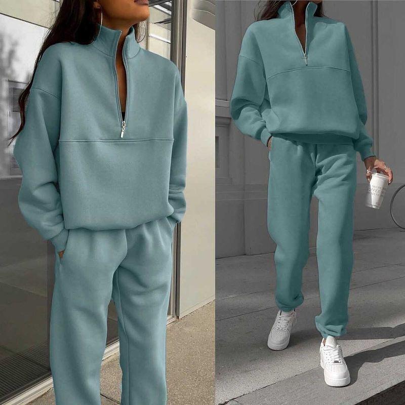 Two Piece Pants Women Set Casual Fashion Thickened Long Sleeve Hoodie Trousers Two-piece Suit Women