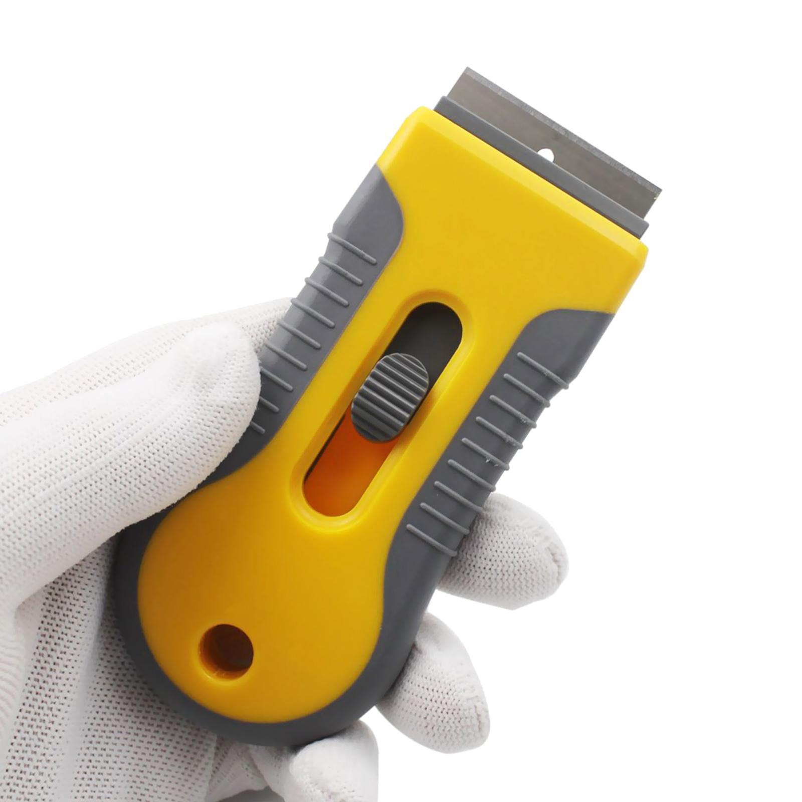 Scalable plastic scraper, car glass old film cleaning scraper, film sticking tool blade + 1 blade жёлтый