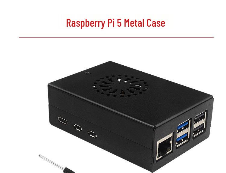 Custodia in Metallo per Raspberry Pi 5 con Ventola PWM e Dissipatore in Alluminio