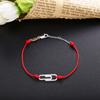 Moonmory 925 Sterlingsilber Büroklammer Rotes Seil Armband Für Frauen Glänzender Kristall Handgelenksband Europäischer Schmuck Weihnachtsgeschenk