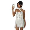 European and American new summer polka dot suspender dress women's clothing neck halter short skirt French sexy skirt women