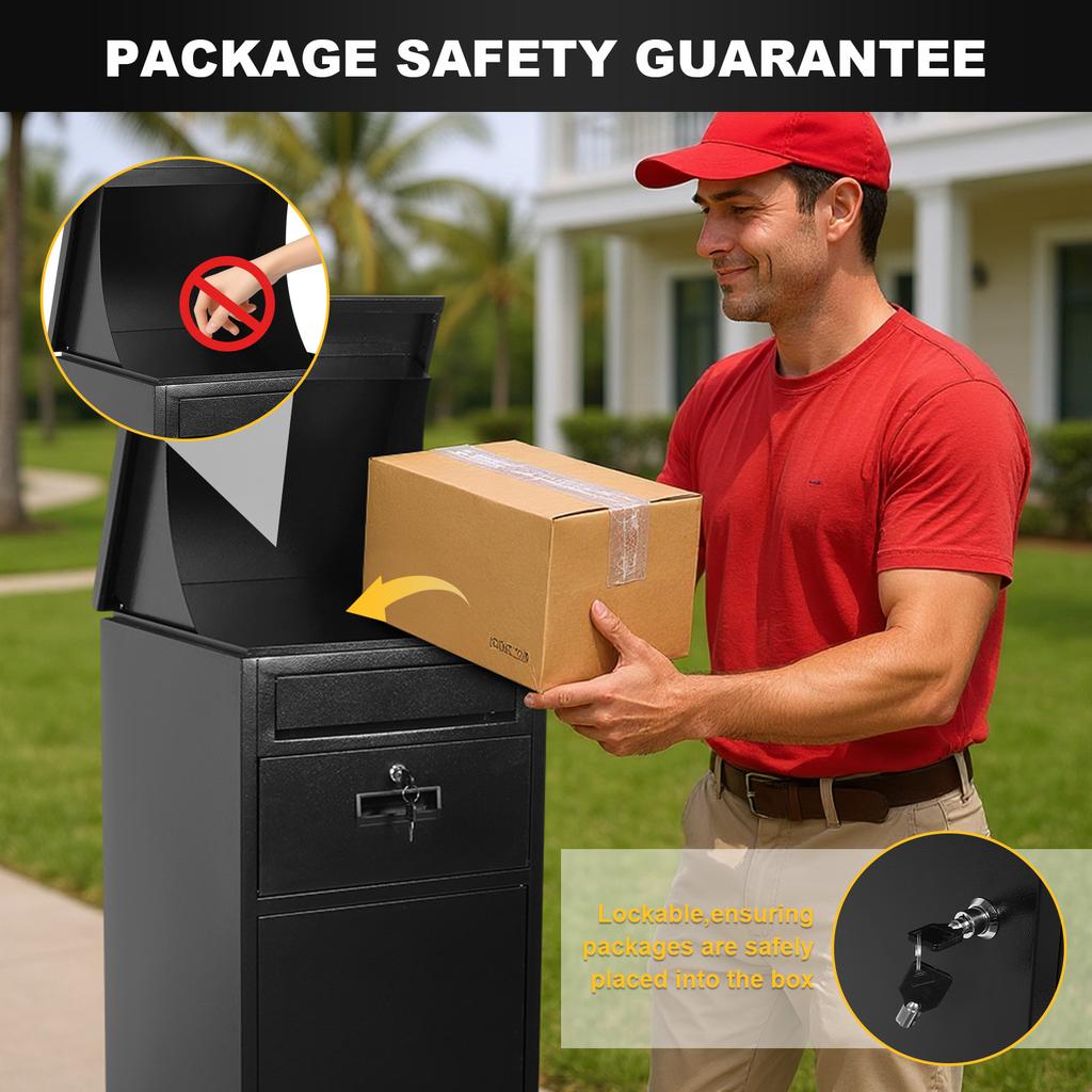 Anti-theft Mailbox IPX3 Waterproof Package Delivery Box for Outside Large Storage locking Mailbox for Home Outside with Secure S