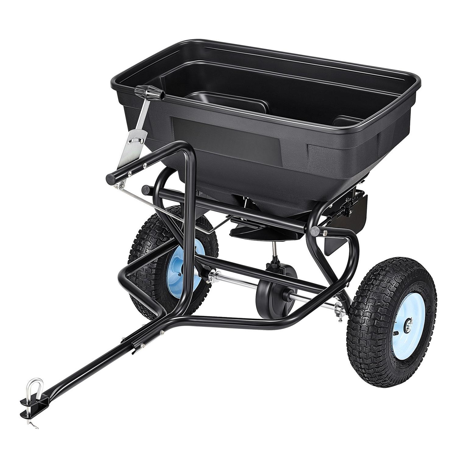 Buying Solutions, MB Trek achteruit Strooier, 130LBS Capaciteit, Trek/Duw Tuinstrooier met 13 inch Banden, 30 Verstelbare Instellingen & 9,8 ft Strooibreedte, Gazon