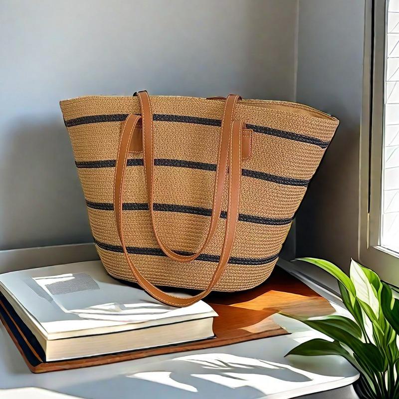 Strohtasche große Kapazität neue vielseitige Handtasche Schulter Strandtasche Strohtasche Eimer Gemüsekorb Tragetasche