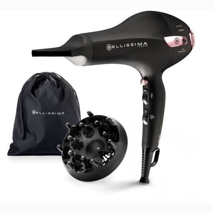 Sèche Cheveux - Bellissima - Professionnel Ionique Léger P7 3000 - Concentrateur + Diffuseur - 3 Températures Séchage Rapide - 2100W