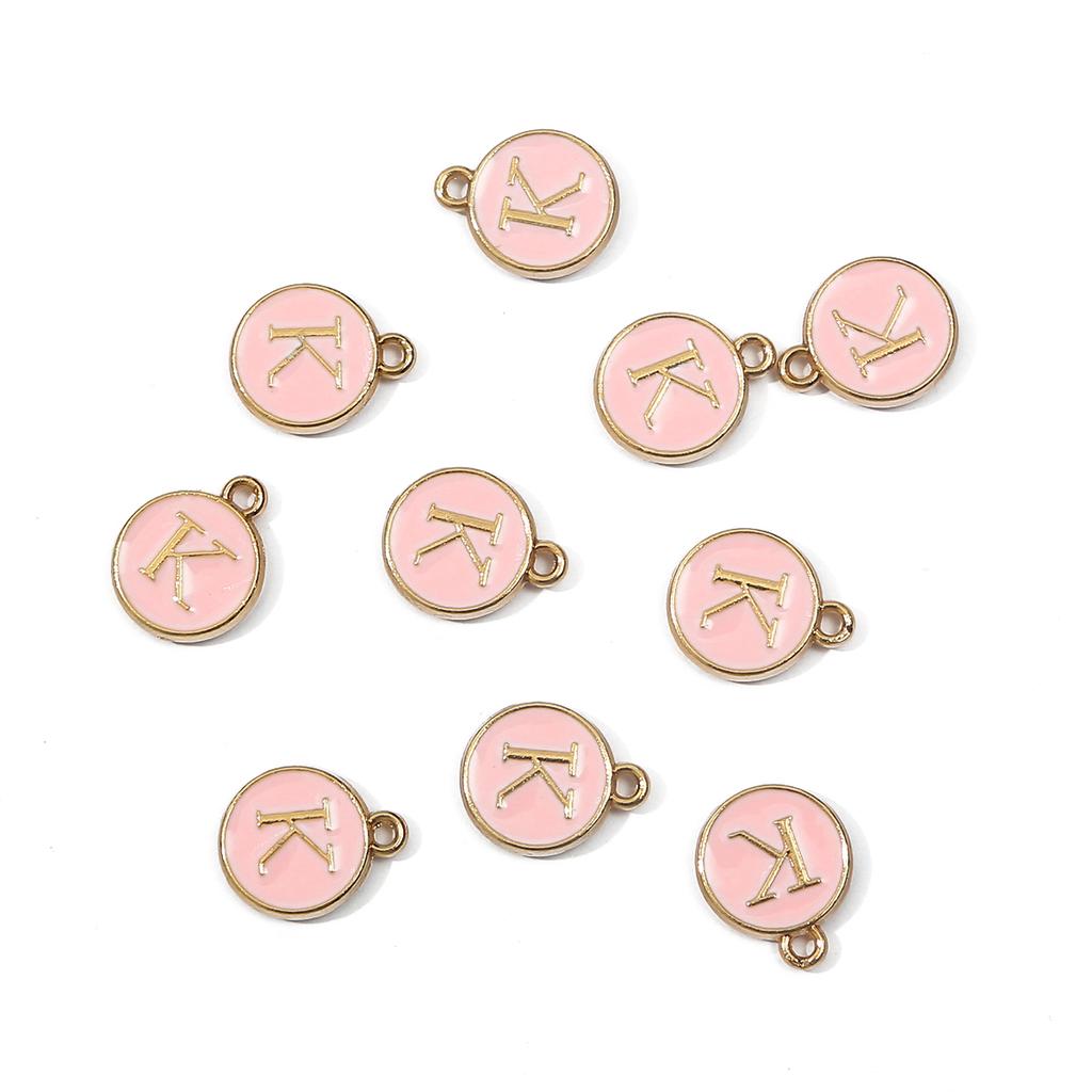 10Pcs Metal Enamel English Letters Charms Pendant For DIY Jewelry Making Necklace Bracelet Accessories