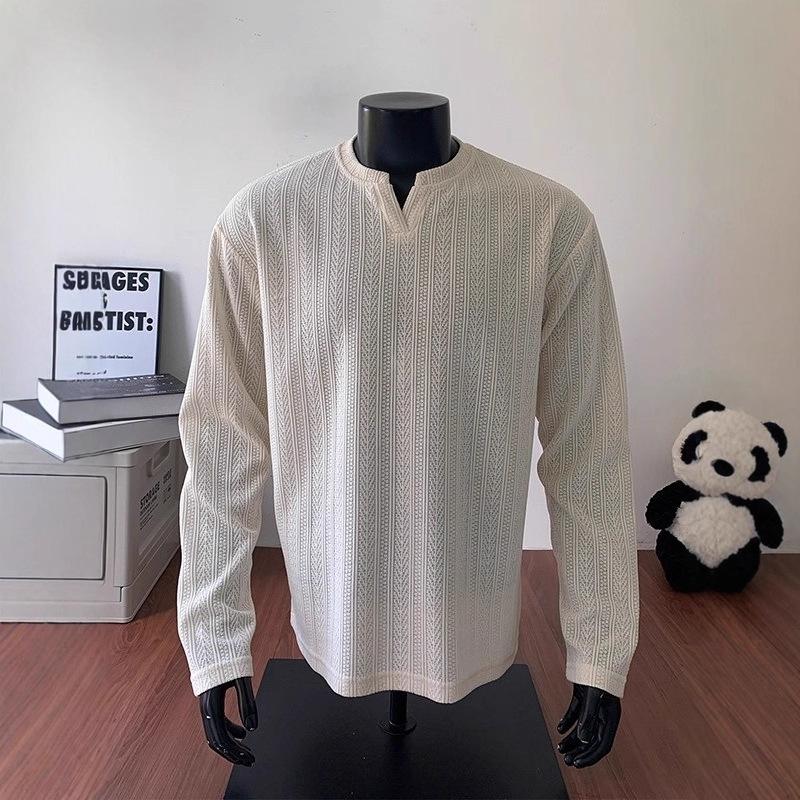 

Американский темно-серый свитер с V-образным вырезом, мужской, осенний, с жаккардовым узором в виде полосок и колосьев пшеницы, с длинными рукавами XXXL абрикосовый