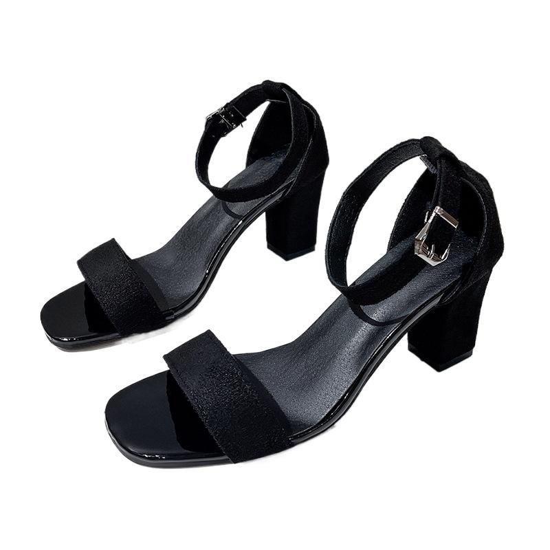 Women's Summer Fashion Sandals Medium High Heel Outdoor Sandalias Elegant Wedding Shoes Bridal Buckle Strap
