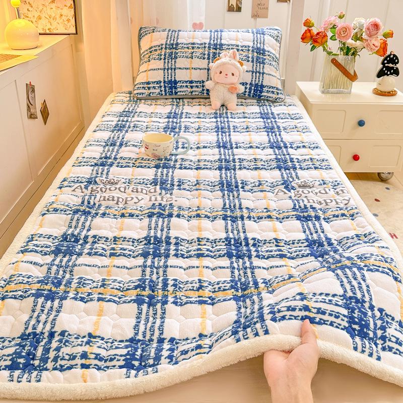 Plush Milk Velvet Mattress Pad - Thick Quilted Cushion for Dorms, Tatami, or Single Beds