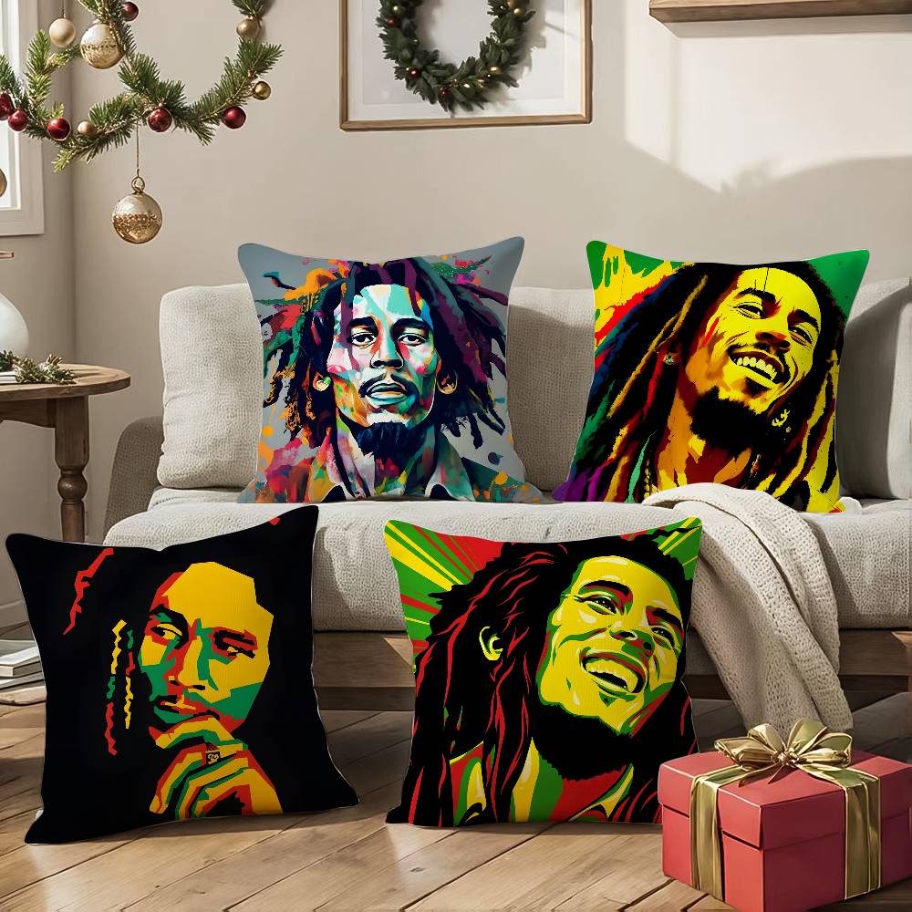 Reggae Music Bob Marley-Singer Pillow Case Silky elegant Comfort Sofa Bed Invisible zipper Beach pillowcase
