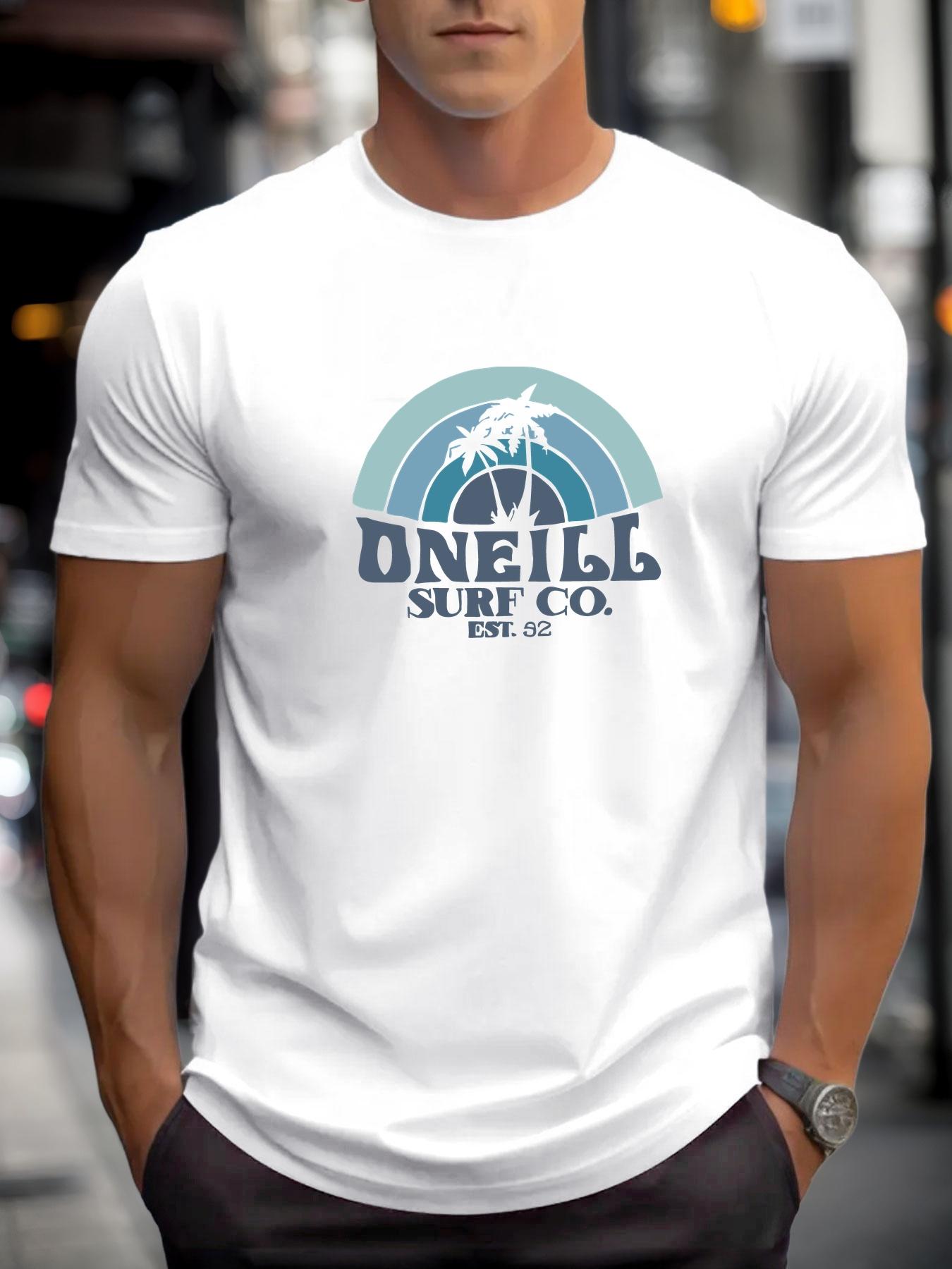 Vintage Surf Tee ONEILL Surf Co Vintage 1981 Graphic TShirt Cotton Casual Short Sleeve Tee with Palm Tree  Wave Summer Tops S