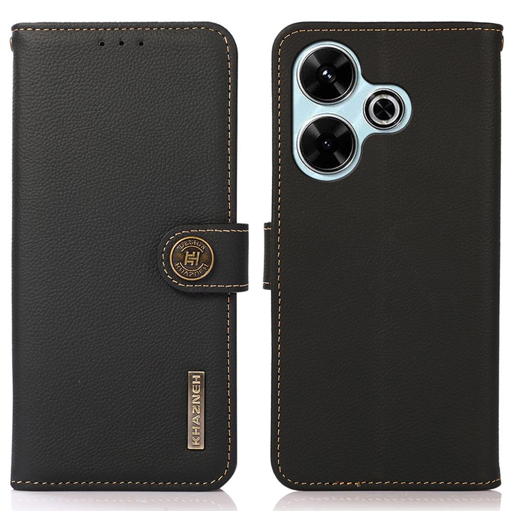 For Xiaomi Redmi 13 5G/13 4G Case Genuine Cow Leather Wallet Phone Cover