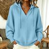 Damen Freizeit V-Ausschnitt Kapuzen Strickpullover Langarm Pullover Top