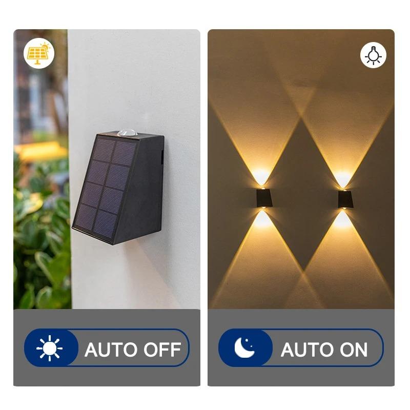 Upgrade LED Outdoor Wall Solar Lights Waterproof Garden Wall Decoration Lighting For Villa Patio Stair Corridor