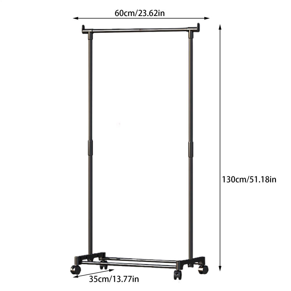 Double-Rod Clothes Rack Clothes Rack With Hooks Hanging Clothe Organizer For Bedroom Movable Bedroom Clothing Hanger With Wheels