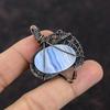 Blue Lace Agate Pendant Copper Wire Wrapped Gemstone Pendant Handmade Pendant Copper Wire Wrap Jewelry Wedding Gift Blue Lace Agate Jewelry