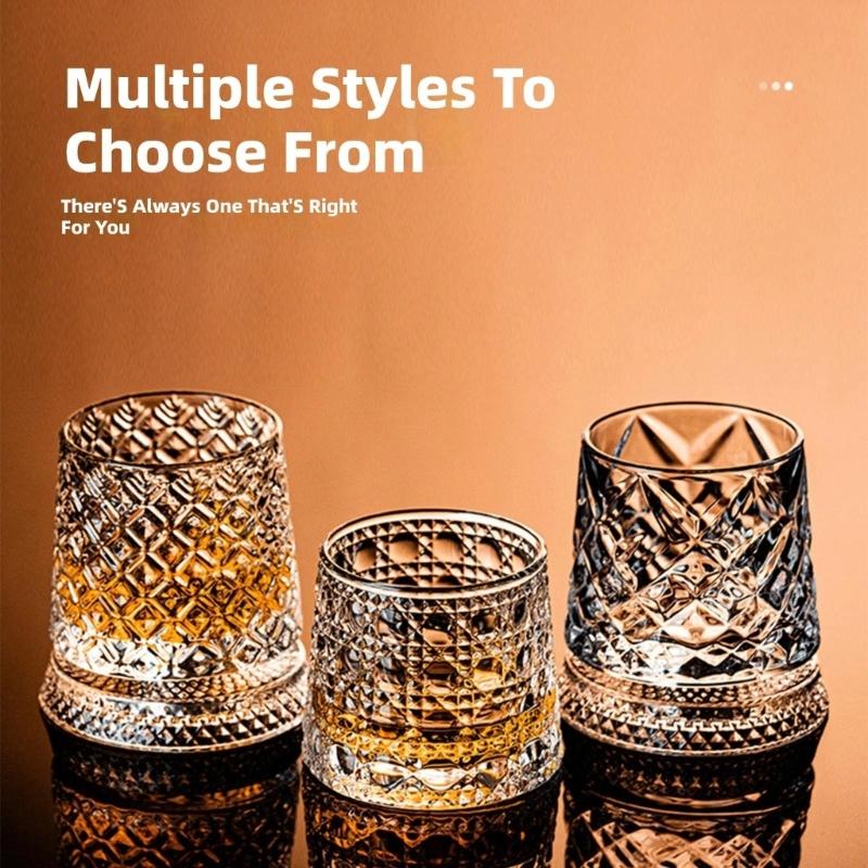 Premium Clear Whiskeys Glass with Rotating Base for Stress Reduction Crystal Cocktail WIne Glass Elegant Glassware Gift