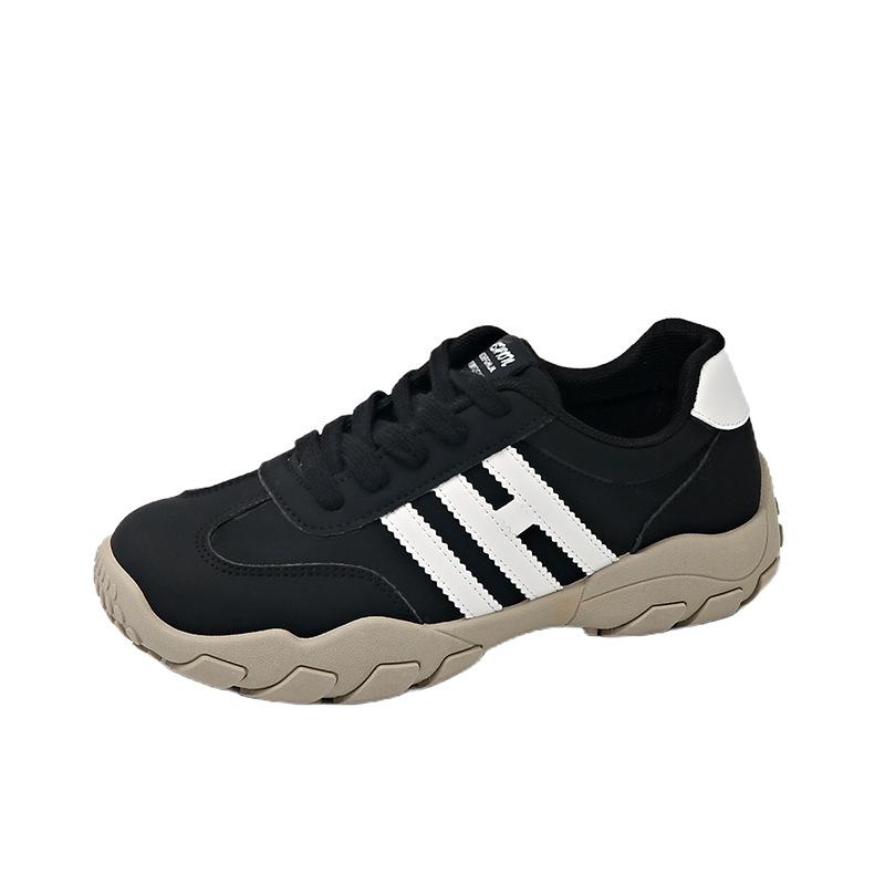 

Sports style platform running 22 new color matching skateboard shoes student lace-up sports shoes 35 чёрный