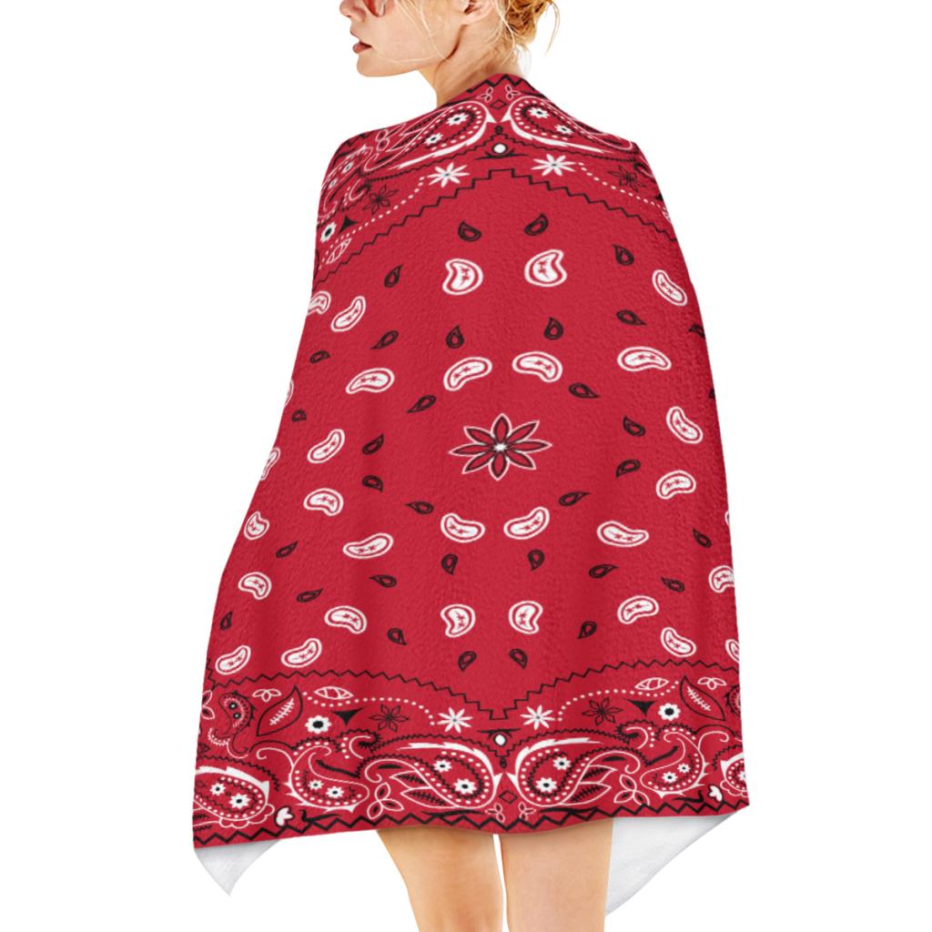 Quick Drying Beach Towels Paisley Red Bandana Oversized 30X60Inch Printing Towel Super Absorbent Pool Towel Blanket