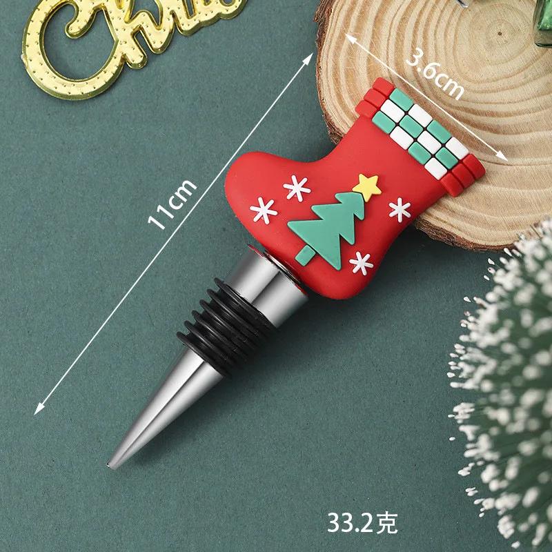 Merry Christmas Wine Bottle Stopper Xmas Tree Snowman PVC Preservation Wine Cork Bar Party Decoration Crafts Fresh-keeping