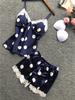European and American new satin lace polka dot suspender shorts sex suit