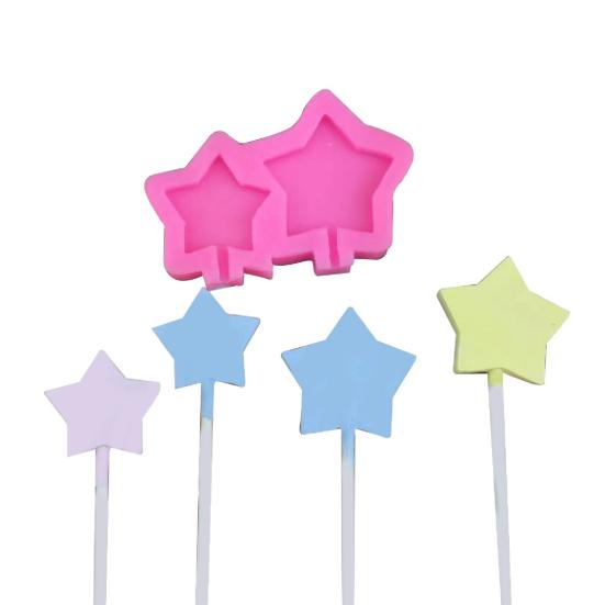 Easy Clean Silicone Easy Heat-resistant Chocolate Mold Demould Star Shape Lollipop Mould for Kitchen