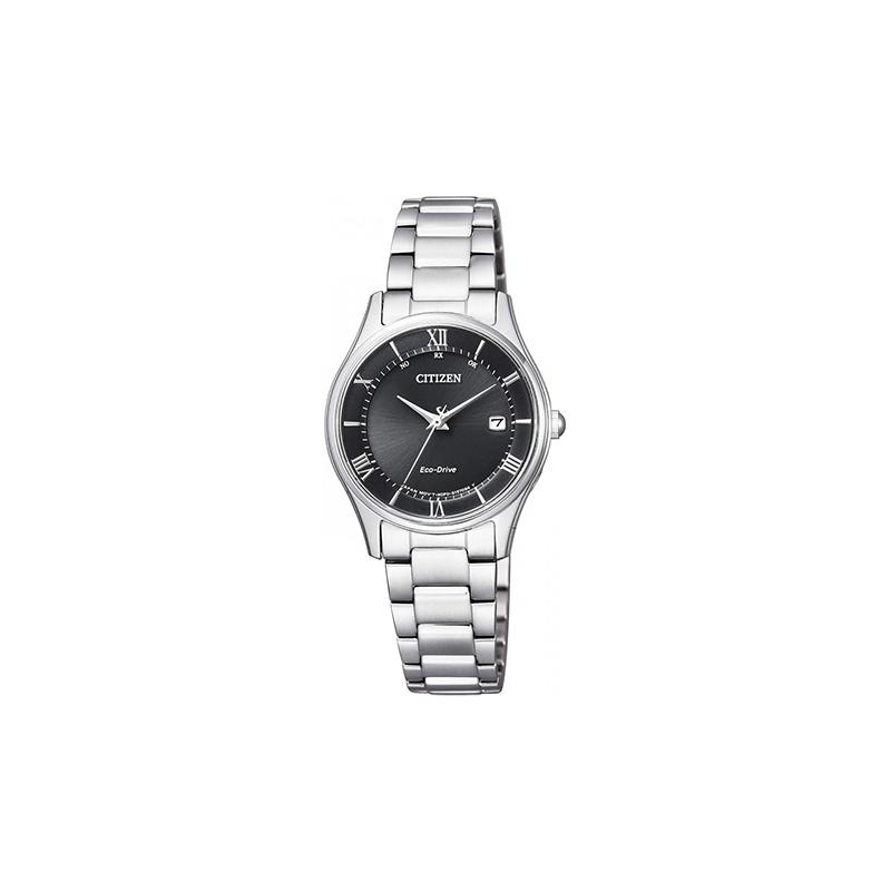 CITIZEN Antimagnetic 50m Waterproof Solar Quartz Steel Strap Women s Watch Black Dial ES0000-79E чёрный