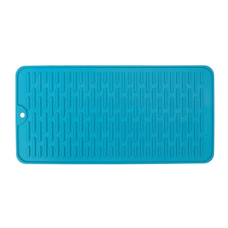 AP LAB Silicone Draining Kitchen Can Also Be Used as a Trivet or Pot Dish Drying Light Blue Mat, Heat-Resistant, Multi-Purpose Mat, Holder, Non-Slip,