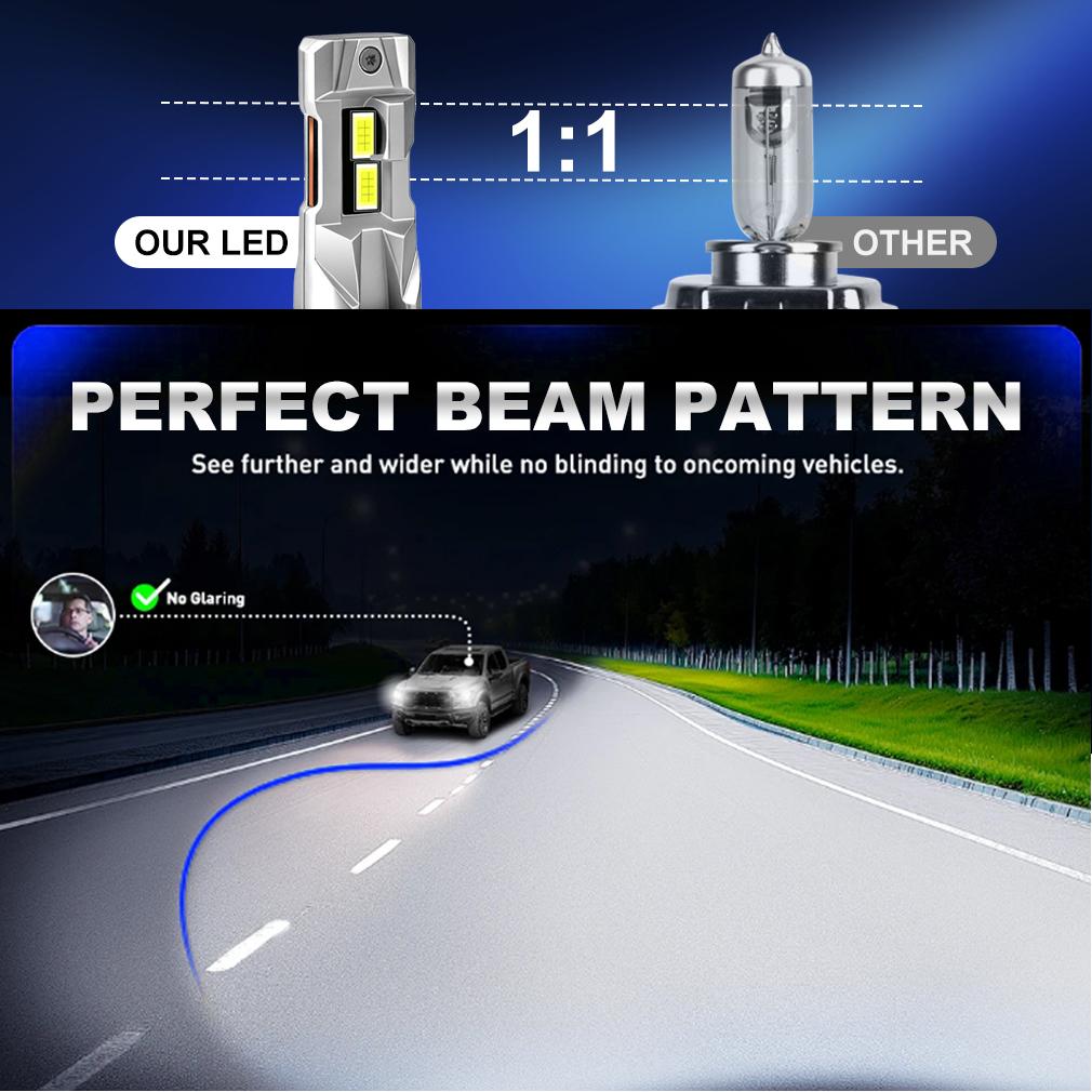 2Pcs 40000LM H4 H7 LED Headlight Bulbs Wireless Turbo H11 LED H8 9005 HB3 9006 HB4 100W Car Fog Light Hi Lo Beam Headlamp Auto Plug&Play Lamp 6000K